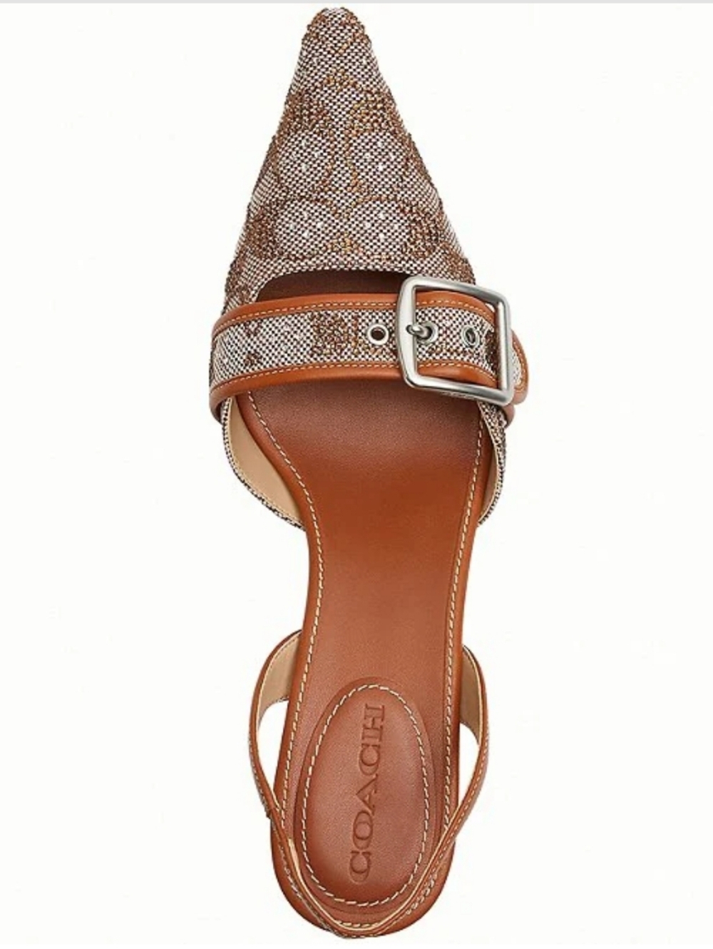 🔥COACH Margot Burnished Amber Signature Crystal Slingback Kitten Heel Sz 10